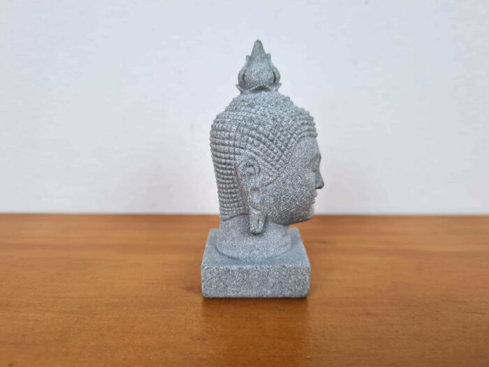 Estátua cabeça de Buda de pedra cinza 7cm