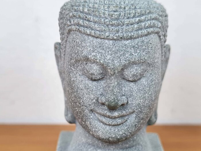 Estátua cabeça de Buda de pedra cinza 7cm