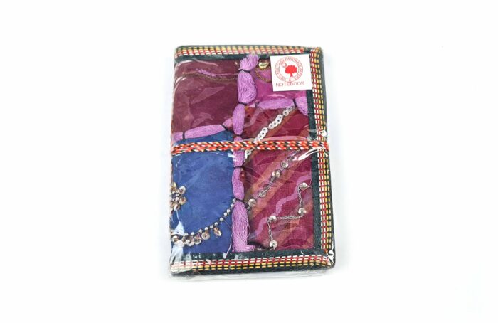 20250313_125809 Caderno indiano artesanal estampa de Patchwork Hindu 15x10cm rosa