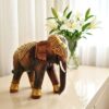 elefante de madeira indiano com apliques decorativos 17cm talhado artesanalmente Elefante indiano grande de madeira com pintura à mão 17cm
