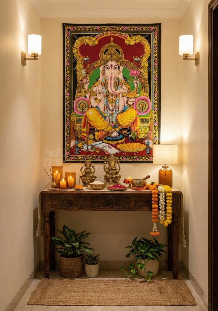 pan-decorativo-ganesha-india Panô de divindade decorativo de Ganesha clássico 110cm x 75cm