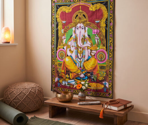 Painel de tecido com imagem clássica de Ganesha