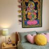 Painel grande clássico de deidade hindu Radha e Krishna