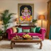 pano-ganesha-sala-estar Painel de tecido com imagem clássica de Ganesha na Flor de Lótus