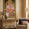 pano-shiva-familia-india Painel grande clássico de deidade hindu - Shiva e sua família