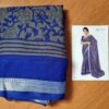 Sari indiano viscose com estampa floral azul royal