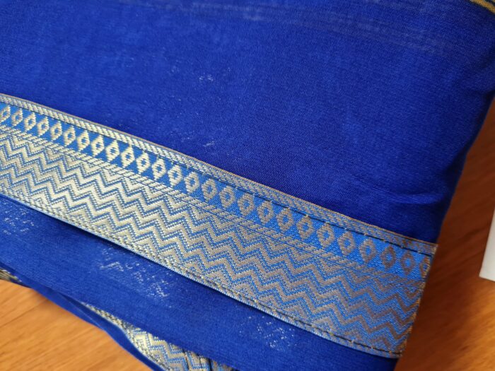 Sari indiano viscose com estampa floral azul royal