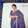 Sari indiano viscose com estampa floral azul royal