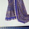 Sari indiano viscose com estampa floral azul royal