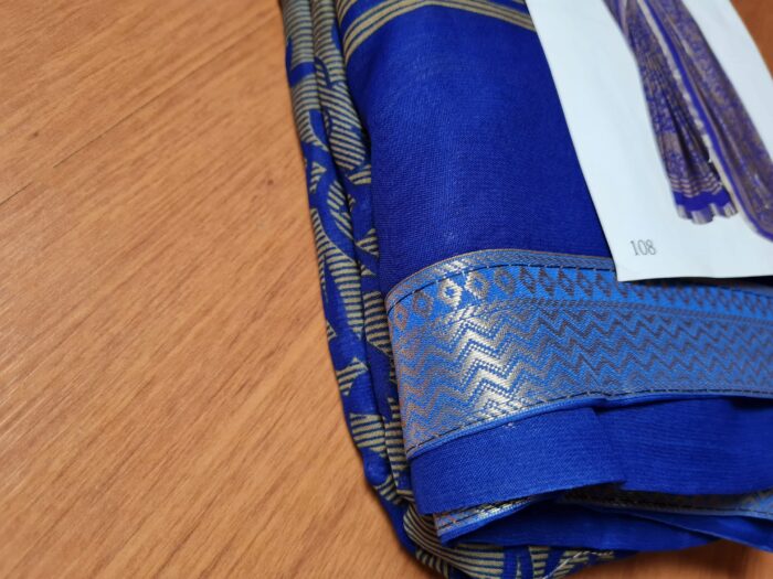 Sari indiano viscose com estampa floral azul royal