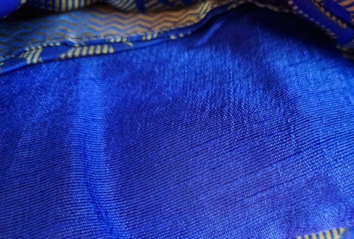 Sari indiano viscose com estampa floral azul royal