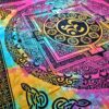 Panô indiano de algodão estampa Yantra e OM tie dye 2,40m
