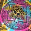 Panô indiano de algodão estampa Yantra e OM tie dye 2,40m
