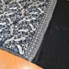 Xale de Cashmere Pashmina 100% bordado com fios de seda preto e cinza