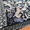 Xale de Cashmere Pashmina 100% bordado com fios de seda preto e cinza