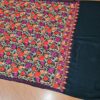 Xale de Cashmere Pashmina 100% bordado com fios de seda preto e colorido