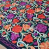 Xale de Cashmere Pashmina 100% bordado com fios de seda preto e colorido