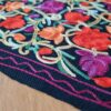 Xale de Cashmere Pashmina 100% bordado com fios de seda preto e colorido
