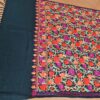Xale de Cashmere Pashmina 100% bordado com fios de seda preto e colorido
