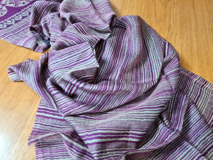 20240517_162043 Pashimina indiana estampa de elefantes roxo e bege