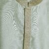 Kurta (bata masculina longa) verde claro tecido nobre com detalhe dourado