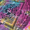Panô indiano de algodão estampa Yantra e OM tie dye 2,40m