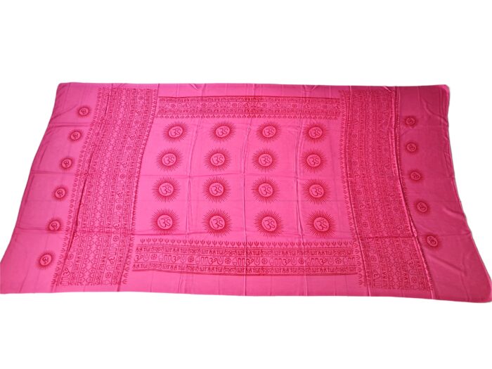 Chadar indiano (manto de oração) de OM e mantras rosa médio