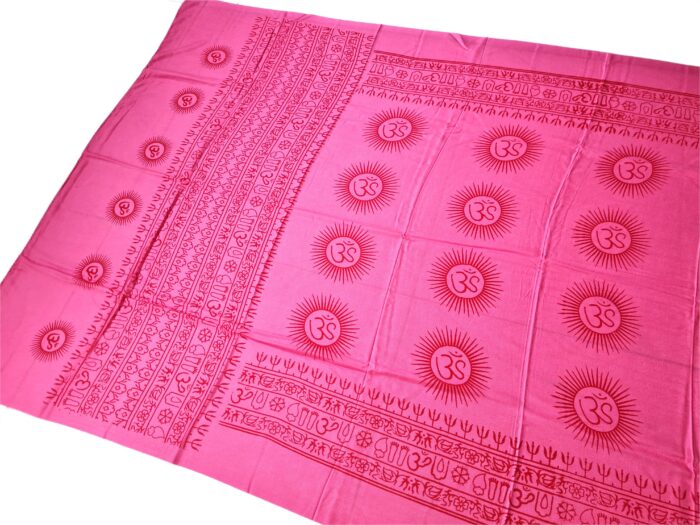 Chadar indiano (manto de oração) de OM e mantras rosa médio