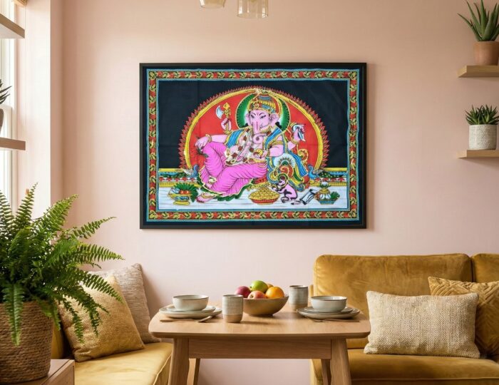 Painel grande clássico de deidade hindu paisagem - Ganesha