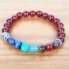 Pulseira indiana 7 chakras Ágata de Fogo com pedras naturais e berloque de Buda