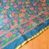 20240705_142152 Sari indiano de seda com estampa floral azul e rosa