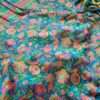 20240705_142210 Sari indiano de seda com estampa floral azul e rosa