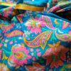 20240705_142221 Sari indiano de seda com estampa floral azul e rosa