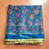 20240705_142542 Sari indiano de seda com estampa floral azul e rosa