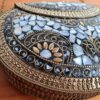 Bolsa indiana rígida de metal com mosaico de pedras naturais madrepérolas IIII