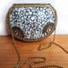 Bolsa indiana rígida de metal com mosaico de pedras naturais madrepérolas IIII