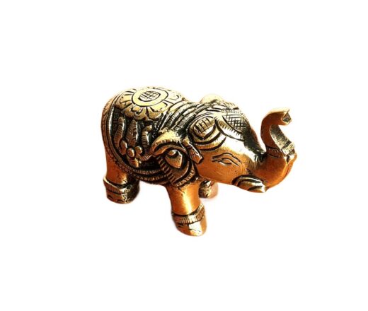 Elefante indiano esculpido em metal brass 8cm