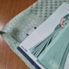 Sari indiano de seda mista estampa de mini losangos verde e dourado