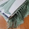 Sari indiano de seda mista estampa de mini losangos verde e dourado
