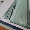 Sari indiano de seda mista estampa de mini losangos verde e dourado