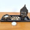 Porta vela ou Luminária de Buda com base e pedrinhas
