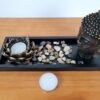 Porta vela ou Luminária de Buda com base e pedrinhas