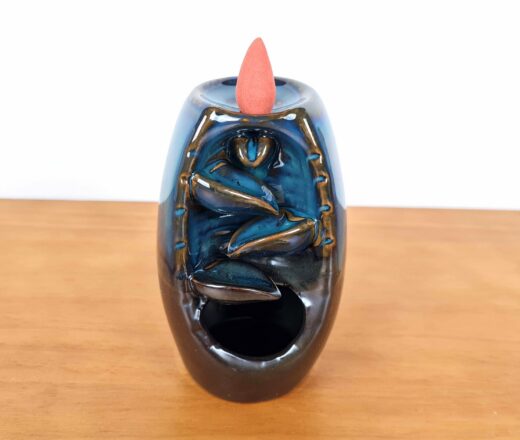 Incensário cascata de porcelana azul 14cm