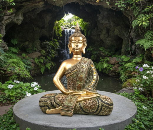 Estátua de Buda tailandês pintura especial texturizada 50cm