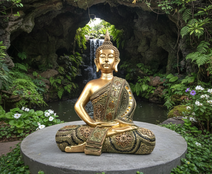 Estátua de Buda tailandês pintura especial texturizada 50cm
