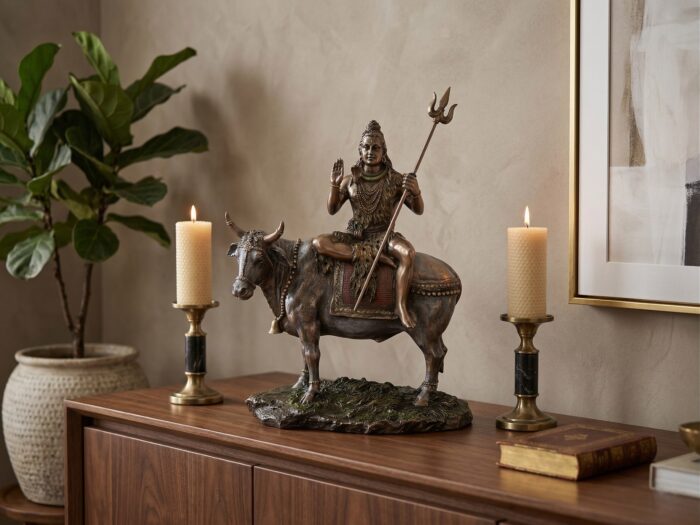Estátua de Deus Shiva e Nandi 22cm by Veronese Design
