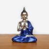 Estátua mini de Buda dourado e azul em lótus 12cm