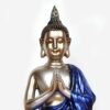 Estátua mini de Buda dourado e azul em lótus 12cm