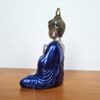 Estátua mini de Buda dourado e azul em lótus 12cm