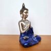 Estátua mini de Buda dourado e azul em lótus 12cm